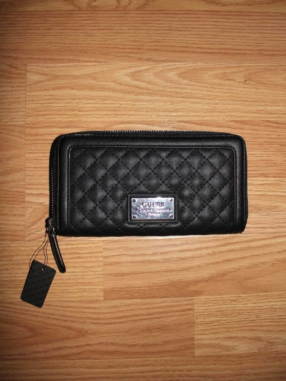 GUESS Quilted Black Zip Wallet
